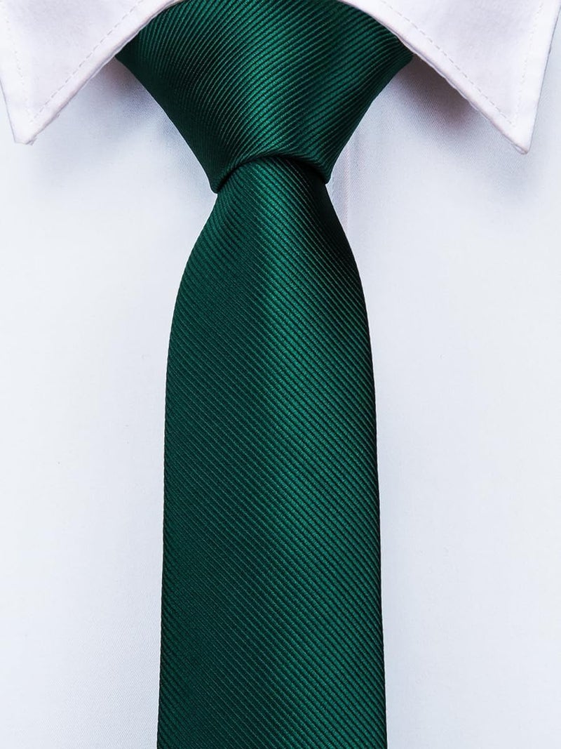 Dubulle Ties for Boys Self Tie Silk Paisely Striped Kids Necktie and Pocket Square Set for Age 8-11,Dark Green - Image 4